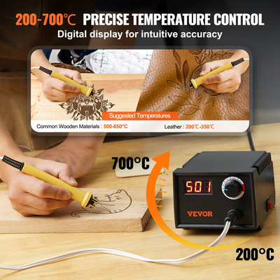 VEVOR Wood Burning Kit 200~700°C Ρυθμιζόμενος καυστήρας πένας πυρογραφίας 23 μύτες καλωδίων