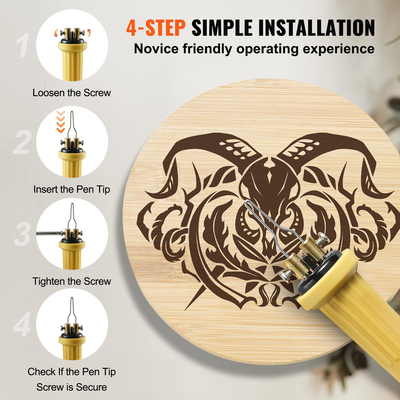 VEVOR Wood Burning Kit 200~700°C Ρυθμιζόμενος καυστήρας πένας πυρογραφίας 23 μύτες καλωδίων