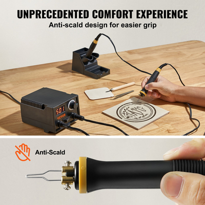 VEVOR Wood Burning Kit 200~700°C Ρυθμιζόμενο διπλό στυλό πυρογραφίας 23 μύτη καλωδίων