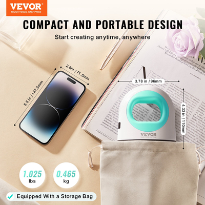 VEVOR Mini Heat Press Machine Μικρό φορητό μηχάνημα μεταφοράς θερμότητας Πράσινο+Λευκό