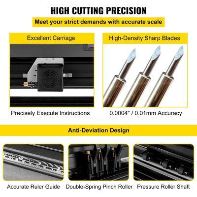 VEVOR Vinyl Cutter Machine, 375mm Vinyl Printer, Maximum Paper Feed Plotter Printer U-disk Offline Vinyl Cutting Machine 10-500g Adjustable Force and 10-800?mm/s Speed ​​for Sign Making Plotter
