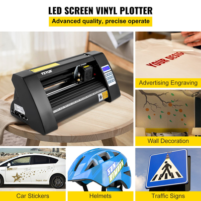 VEVOR Vinyl Cutter, 375mm Vinyl Plotter, LED Screen Plotter Cutter, Ημιαυτόματο ενσωματωμένο οπτικό μάτι, συμβατό με λογισμικό SignCut για Mac και Windows System Desktop Design