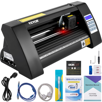 VEVOR Vinyl Cutter, 375mm Vinyl Plotter, LED Screen Plotter Cutter, Ημιαυτόματο ενσωματωμένο οπτικό μάτι, συμβατό με λογισμικό SignCut για Mac και Windows System Desktop Design
