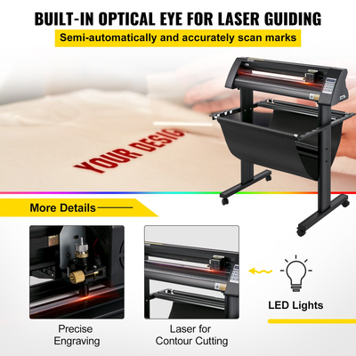 VEVOR Vinyl Cutter, 720mm Vinyl Plotter, LED Screen Plotter Cutter, Ημιαυτόματο ενσωματωμένο οπτικό μάτι, συμβατό με λογισμικό SignCut για Mac και σύστημα Windows με βάση