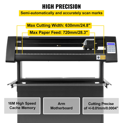 VEVOR Vinyl Cutter, 720mm Vinyl Plotter, LED Screen Plotter Cutter, Ημιαυτόματο ενσωματωμένο οπτικό μάτι, συμβατό με λογισμικό SignCut για Mac και σύστημα Windows με βάση