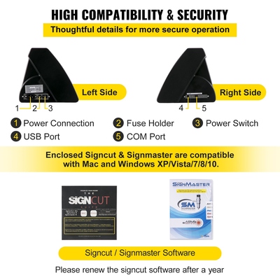 VEVOR Vinyl Cutter, Vinyl Plotter 870mm, LED Screen Plotter Cutter, Ημιαυτόματο ενσωματωμένο οπτικό μάτι, συμβατό με λογισμικό SignCut για Mac και σύστημα Windows με βάση