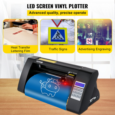 VEVOR Vinyl Cutter, 375mm Vinyl Plotter, LED Screen Plotter Cutter, Ημιαυτόματο ενσωματωμένο οπτικό μάτι για ακριβή καθοδήγηση, συμβατό με λογισμικό SignMaster για Σχεδίαση επιφάνειας εργασίας συστήματος Windows