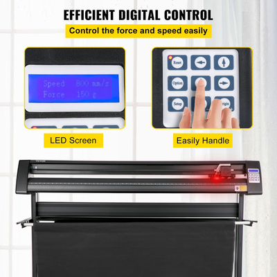 VEVOR Vinyl Cutter, 1350mm Vinyl Plotter, LED Screen Plotter Cutter, Ημιαυτόματο ενσωματωμένο οπτικό μάτι, συμβατό με λογισμικό SignMaster για σύστημα Windows με βάση
