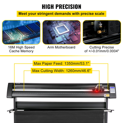 VEVOR Vinyl Cutter, 1350mm Vinyl Plotter, LED Screen Plotter Cutter, Ημιαυτόματο ενσωματωμένο οπτικό μάτι, συμβατό με λογισμικό SignMaster για σύστημα Windows με βάση