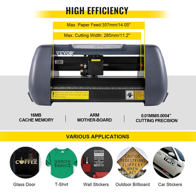 VEVOR Vinyl Cutter Machine, 375mm Vinyl Printer, Maximum Paper Feed 14 inch Plotter Printer with Adjustable Force and Speed ​​Vinyl Cutting Machine for Sign Making Vinyl Plotter Cutter Machine