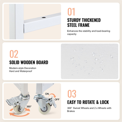 VEVOR Heat Press Table 3 Tier Movable Heat Press Stand Αναδιπλούμενο με ρόδες Λευκό