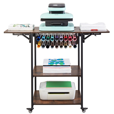 VEVOR Heat Press Table 3 Tier Movable Heat Press Stand Αναδιπλούμενο με ρόδες καφέ