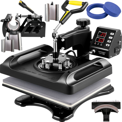 VEVOR Heat Press Machine 12 x 15 Inch 8 in 1 Heat Press 360° Swing Away Black Heat Press 1000W Μηχάνημα εκτύπωσης πουκάμισου 8 σε 1 Θέρμανση διπλού σωλήνος για πιάτα DIY Καπάκι κούπες
