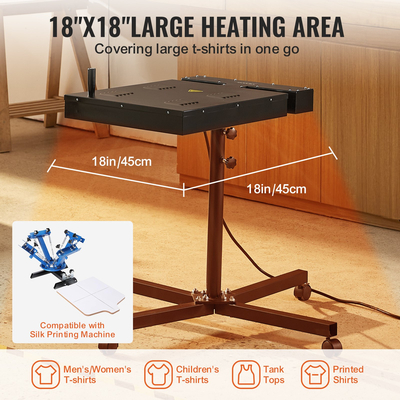 VEVOR Flash Dryer για μεταξοτυπία 18x18 ιντσών Silk Screen Dryer Control Temper