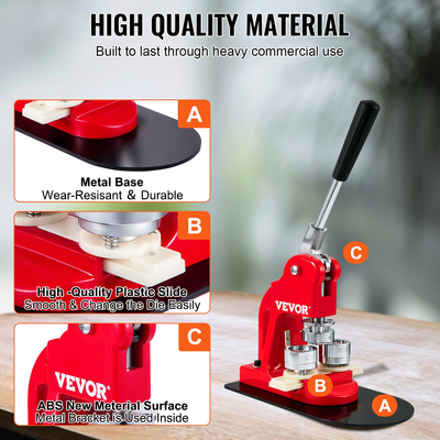 Μηχάνημα κουμπιών VEVOR Μηχάνημα καρφιτσών σημάτων 1&quot; 25 MM 500 Δωρεάν Ανταλλακτικά Press Kit