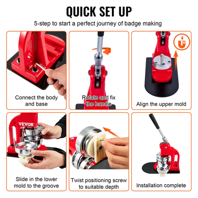 Μηχάνημα κουμπιών VEVOR Μηχάνημα καρφιτσών σημάτων 1&quot; 25 MM 500 Δωρεάν Ανταλλακτικά Press Kit