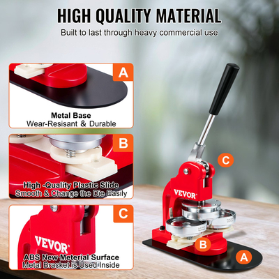 Μηχάνημα κουμπιών VEVOR, 58 χιλ. (2,25 ίντσες) Κιτ τύπου σήματος διάτρησης, Καρφίτσα για παιδικά δώρα DIY, προμήθειες κατασκευής κουμπιών με εξαρτήματα κουμπιών 500 τμχ &amp; κυκλικό κόφτη &amp; μαγικό βιβλίο