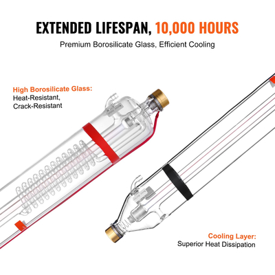 Σωλήνας λέιζερ VEVOR 100W CO2 57 in / 1450 mm Σωλήνας κοπής λέιζερ από βοριοπυριτικό γυαλί