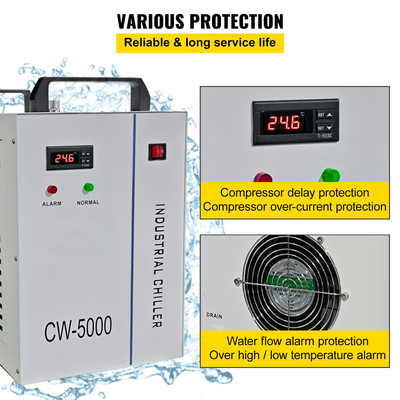 VEVOR 6L Tank Water Chiller CW-5000 Thermolysis Industrial Water Chiller Ψύκτη νερού για 80W 100W CO2 Glass Tube Cooler