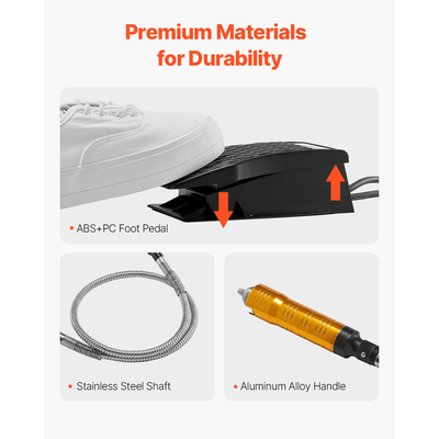 Μύλος VEVOR Flex Shaft 1200W 30000RPM με πεντάλ ποδιού &amp; εξαρτήματα 31 τμχ