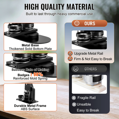 Μηχάνημα κουμπιών VEVOR, Πολλαπλά μεγέθη 1+2,25 ιντσών Κιτ σήματος διάτρησης, Παιδικά δώρα DIY Pin Maker, Προμήθειες κατασκευής κουμπιών με κουμπιά 500 τμχ και κυκλικό κόφτη &amp; μαγικό βιβλίο