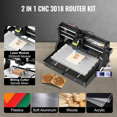 VEVOR Cnc 3018 Pro 15W Cnc 3018 300×180×45mm Cnc Machine GRBL Control Mini Laser Engraver With Offline Controller Μηχάνημα χάραξης λέιζερ 3 αξόνων για λάξευση πλαστικού ακρυλικού ξύλου PVC
