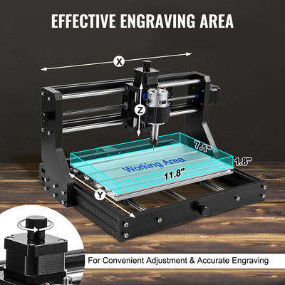 VEVOR Cnc 3018 Pro 15W Cnc 3018 300×180×45mm Cnc Machine GRBL Control Mini Laser Engraver With Offline Controller Μηχάνημα χάραξης λέιζερ 3 αξόνων για λάξευση πλαστικού ακρυλικού ξύλου PVC