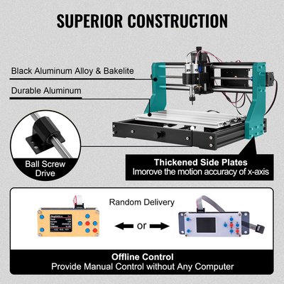 VEVOR Cnc 3018 Pro 15W Cnc 3018 300×180×45mm Cnc Machine GRBL Control Mini Laser Engraver With Offline Controller Μηχάνημα χάραξης λέιζερ 3 αξόνων για λάξευση πλαστικού ακρυλικού ξύλου PVC