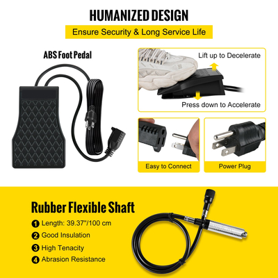 VEVOR Flex S Haft Grinder 380W Rotary Tool 500-23000RPM Rotary Carver with 1/4&quot; 3-Jaw Chuck &amp; Stepless Speed ​​Foot Hanging Grinding Machine 131PCS Αξεσουάρ για λείανση κοσμημάτων DIY