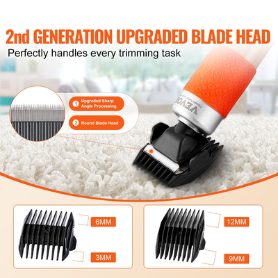 Ψαλιδάκι χαλιών VEVOR με οδηγό κοπής, Ηλεκτρικό ρυθμιζόμενο χαλί 200 W, ψαλίδι με 2 λεπίδες, κουρευτική κοπή χαλιών με ξύλινη λαβή για χειροποίητο καθαρισμό χαλιών και φουντωτό χαλάκι