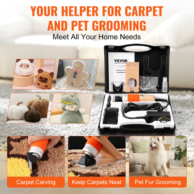Ψαλιδάκι χαλιών VEVOR με οδηγό κοπής, Ηλεκτρικό ρυθμιζόμενο χαλί 200 W, ψαλίδι με 2 λεπίδες, κουρευτική κοπή χαλιών με ξύλινη λαβή για χειροποίητο καθαρισμό χαλιών και φουντωτό χαλάκι