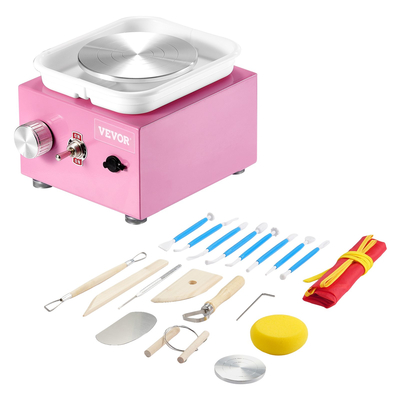VEVOR Mini Pottery Wheel Electric Ceramic Wheel Machine 0-320rpm Speed ​​Pink