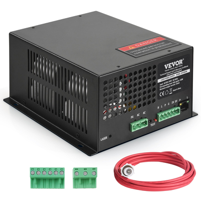 Τροφοδοτικό λέιζερ VEVOR CO2 για σωλήνα λέιζερ 60W, προστασία σταθερού ρεύματος, προστασία ανοιχτού κυκλώματος, γρήγορη διάχυση θερμότητας, συμβατό με πολλαπλές μάρκες χαράκτες και κόφτες λέιζερ