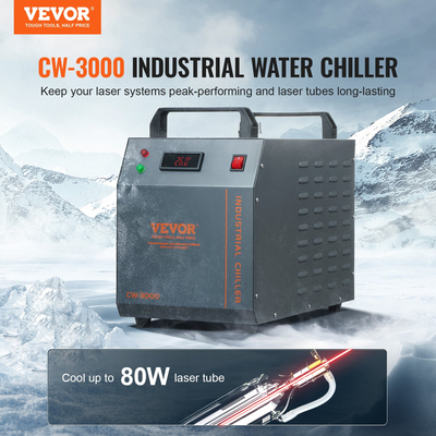 VEVOR Industrial Water Chiller CW-3000 Aircooled Industrial Water Chiller System Cooling with 12L Water Tank Cap, 12L/min Max. Ρυθμός ροής, για Σωλήνας λέιζερ μηχανής ψύξης μηχανής χαρακτικής λέιζερ