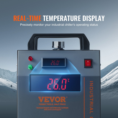 VEVOR Industrial Water Chiller CW-3000 Aircooled Industrial Water Chiller System Cooling with 12L Water Tank Cap, 12L/min Max. Ρυθμός ροής, για Σωλήνας λέιζερ μηχανής ψύξης μηχανής χαρακτικής λέιζερ