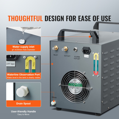 VEVOR Industrial Water Chiller CW-3000(PRO), 150W Air Cooled Industrial Water Chiller System Cooling with Water 12L Tank, 18L/min Max Flow Rate, for Laser Engraving Machine Cooling Machine