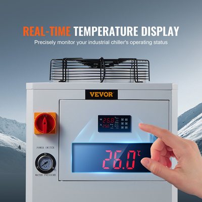 VEVOR Industrial Water Chiller CW6000, Σύστημα ψύξης νερού 1500W με συμπιεστή, χωρητικότητα δεξαμενής νερού 15L, Μέγιστος ρυθμός ροής 65L/min, για μηχανή ψύξης μηχανής χάραξης λέιζερ CO2