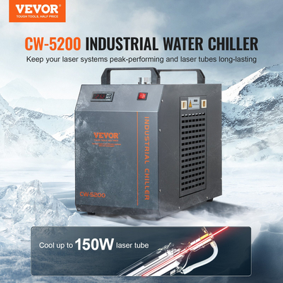 VEVOR Industrial Water Chiller CW-5200 Water Chiller Σύστημα Ψύξης με Ενσωματωμένο Συμπιεστή με Χωρητικότητα Δεξαμενής Νερού 7L, Μέγιστος Ρυθμός ροής 13L/min, για μηχανή ψύξης με λέιζερ CO2