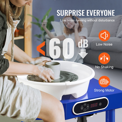 VEVOR Pottery Wheel 9.8in Ceramic Wheel Foot Pedal Tools Sculpting Tools 350W