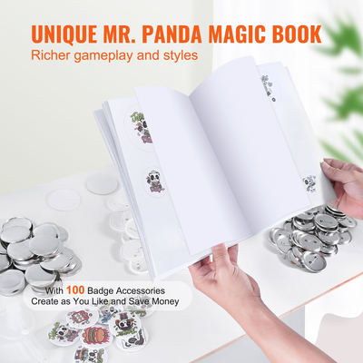 Μηχάνημα κατασκευής κουμπιών VEVOR, 2,28 ιντσών/58 χιλ. καρφιτσών, κιτ τύπου σήματος χωρίς εγκατάσταση, προμήθειες κατασκευής κουμπιών δώρων για παιδιά με κουμπιά 100 τμχ, κυκλοκόφτης, μαγικό βιβλίο