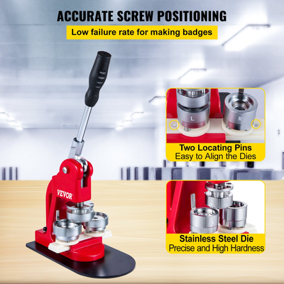 VEVOR 44mm Button Maker 1.73 Button and Badge Maker Machine Button Maker Press Punch Machine Press with 1000 Buttons (1000pcs)