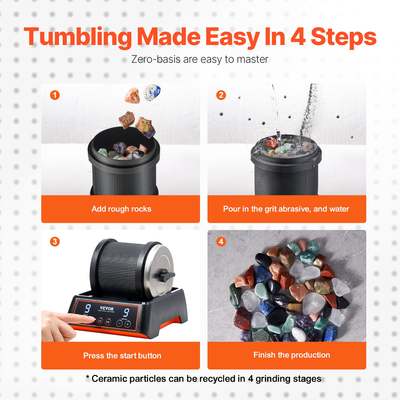 VEVOR Rock Tumbler Kit 2,5 lbs Rock Polisher 9 Speeds 9-day Timer with Grits