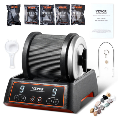 VEVOR Rock Tumbler Kit 2,5 lbs Rock Polisher 9 Speeds 9-day Timer with Grits