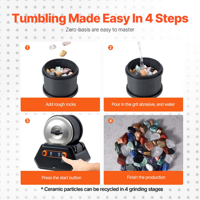 VEVOR Rock Tumbler Kit 4 lbs Rock Polisher 9 Speeds 9-day Timer with Grits