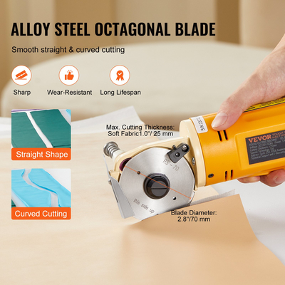 VEVOR Fabric Cutter 170W Ηλεκτρική περιστροφική μηχανή κοπής υφάσματος πάχους κοπής 1