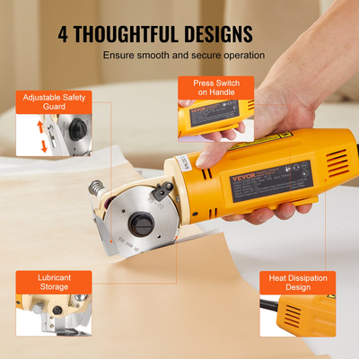 VEVOR Fabric Cutter 170W Ηλεκτρική περιστροφική μηχανή κοπής υφάσματος πάχους κοπής 1