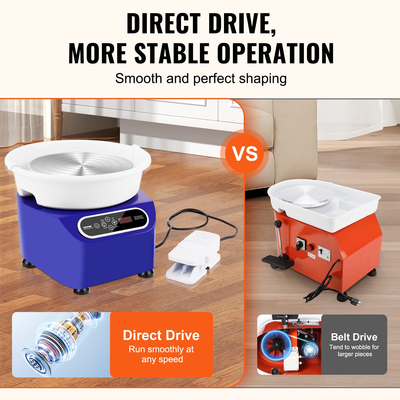 VEVOR Pottery Wheel 11in Κεραμική ποδιά οθόνης αφής πεντάλ τροχού 350W Μπλε