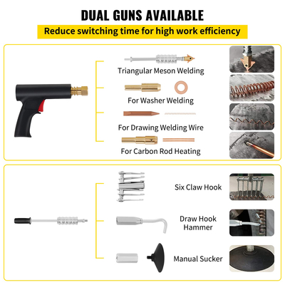 VEVOR Stud Welder Dent Repair Kit, 3 KW 220 V Spot Welder Dent Puller με 2 πιστόλια συγκόλλησης, 6 Modes Spot Welding Machine with LCD για επισκευή βαθουλωμάτων αμαξώματος αυτοκινήτου