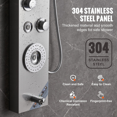 Σύστημα πύργου πάνελ ντους VEVOR 6 Λειτουργίες LED &amp; Εμφάνιση βροχόπτωσης από ανοξείδωτο χάλυβα