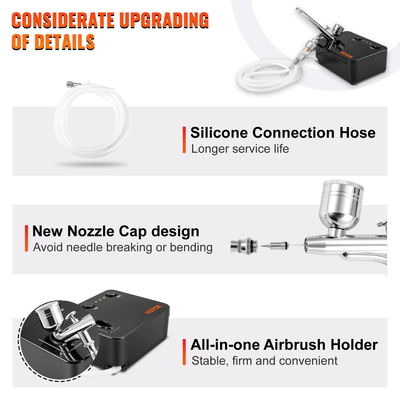 Κιτ VEVOR Airbrush, φορητό σετ αερογράφου με συμπιεστή, κιτ συστήματος αερογράφου με αερογράφο πολλαπλών χρήσεων Gravity Feed, Art Nail Cookie Tattoo Makeup Cake Decorating Spray Model Craft